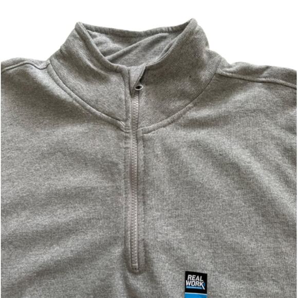 Real Work Mens Sweatshirt Jacket Gray 1/4 Zip Front Pullover Jacket Large NEW - Picture 9 of 14